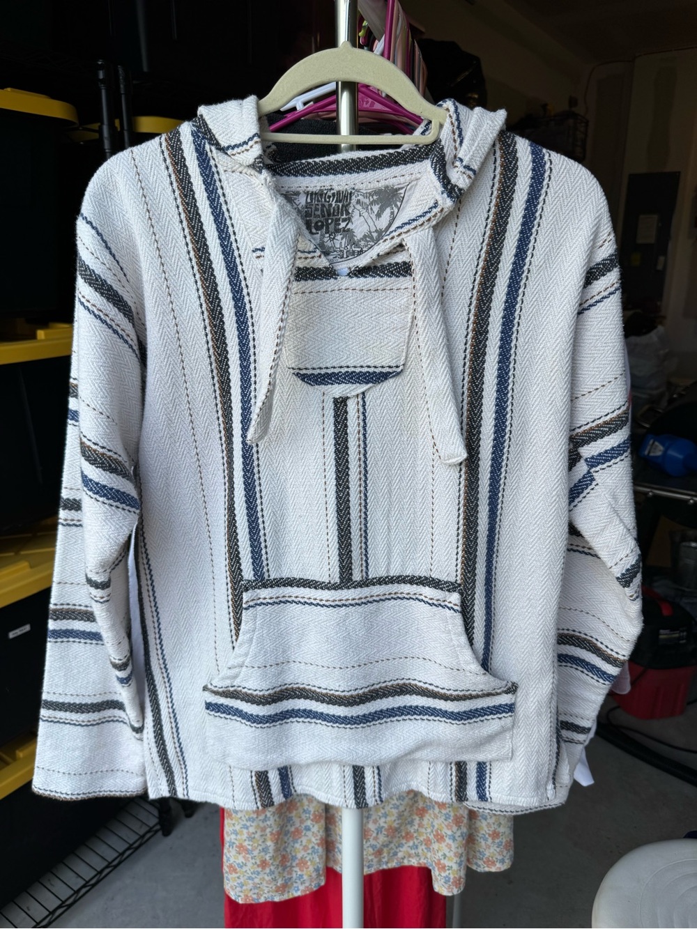 Original Senor Lopez Baja Hoodie with Navy & Brown Stripes